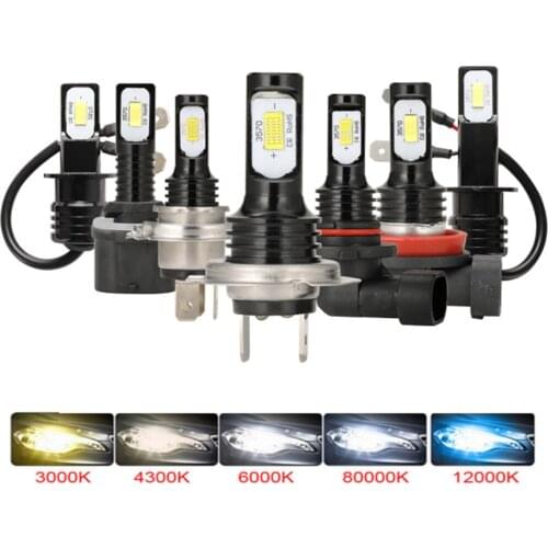 2Pcs Led Mini CSP Car Headlight H1 H3 H4 H7 H11 H8 H9 H13 9005 9006 80W 12000LM 6000K Auto Headlamp Fog Light Bulbs