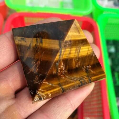 50mm Natural Tigers Eye Quartz Crystal Pyramid Healing China