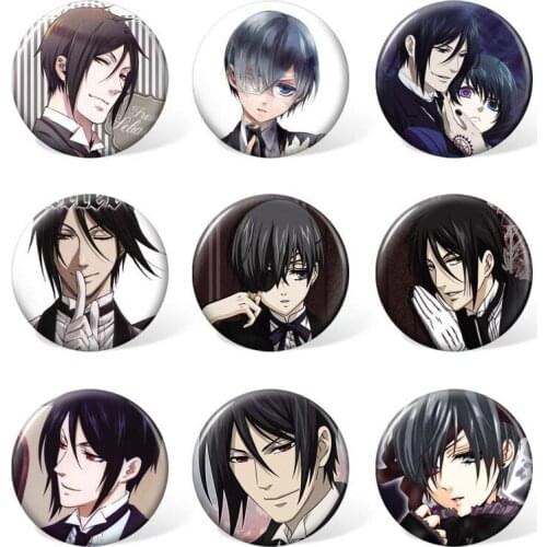 9 PCS/LOT Anime Black Butler Badge Fans Toy kuroshitsuji Brooch Ciel Sebastian Model Doll Pins Cosplay Props Toys for Collettion