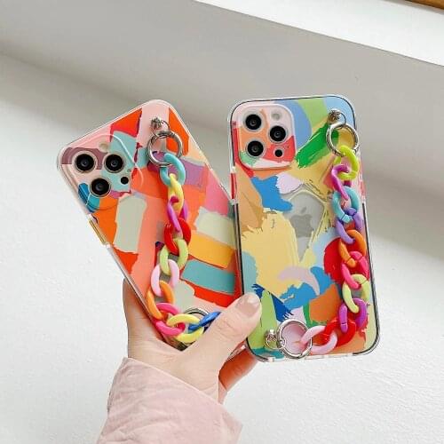 Allchw Graffiti Bracelet Phone Cases for iphone 12 pro max 12 11 Pro max X XS XR 7 8 Plus SE 2020 Colorful Chain Soft Back Cover
