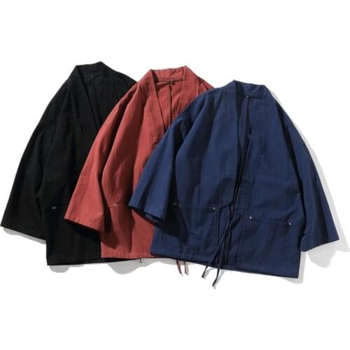 Asian Clothes Fashion Summer Coat Japanese Womans Kimono Cardigan Haori Loose Thin Cotton and Linen Man Outer Garment