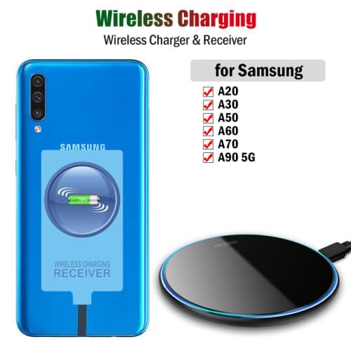 Wireless Charger & Type-C Receiver for Samsung Galaxy A20 A30 A40 A50 A60 A70 A90 5G Qi Wireless Charging Adapter USBC Connector