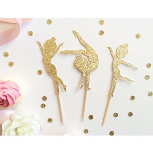 Glitter Gymnastics Cupcake Toppers Food Picks Bachelor Bachelorette nautical Wedding Bridal Engagement princess birthday Party