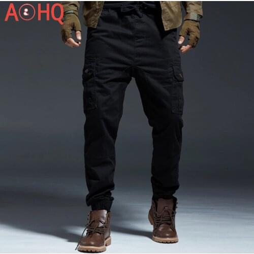 Tactical Army Cargo Pants Men Camo Elastic Waist Multi-pocket Work Cotton Denim Jogging Pants Men 2021 Jogger Clothing