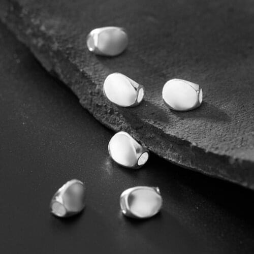 925 Sterling Silver DIY Irregular Peas Spacer Loose Beads Jewelry A2304
