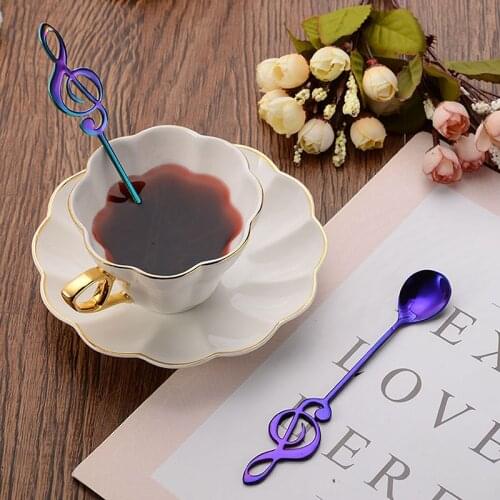 Stainless Steel Music Notes Spoon Coffee Tea Mixing Spoon Multi Dessert Mug Spoon For Party Festival Fashion Tableware Supplies