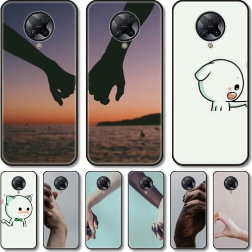 Hand in hand couple Phone Case For xiaomi M2 C3 X3 F2 Lite NFC 6 5 x Poco k30 Pro Anime Black Cover Silicone Back Pretty tpu