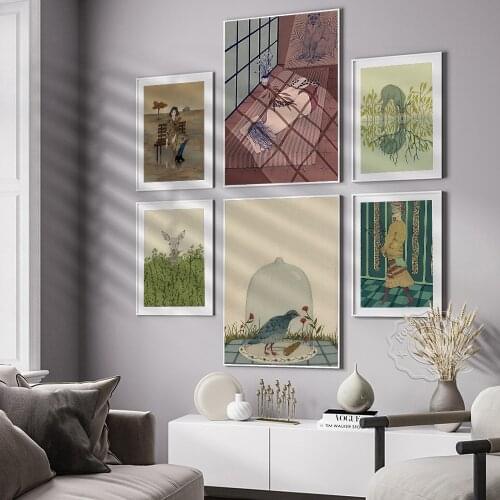 Daniela Gallego Dreamy Illustrations Posters, Human Experiences Fantastical Images Wall Stickers, Animal Nature Human Home Decor