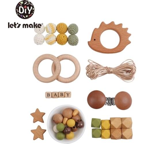 LetS Make Oil Wooden Teether Set Diy Accessories Pendant Baby Teether Beech Wood Ring Pacifier Clip For Chain Wooden Teether