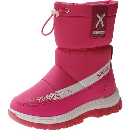 Childrens winter warm snow boots kids black non-slip boots students plush high boots girls boys outdoor shoes size 28-36
