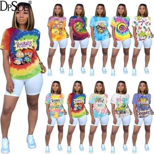 DPSDE women fashion 2020 new reduction of age casual hip hop style t-shirt short sleeve round neck cartoon printed t-shirt