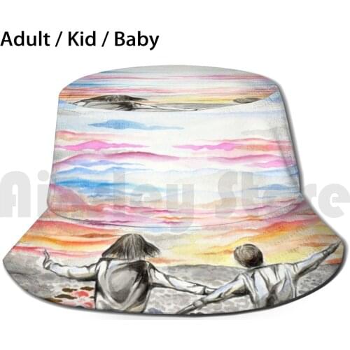 There’S A Third Person Walking Behind Us Sun Hat Foldable UV Protection Kids Children Running Playing Outstretched