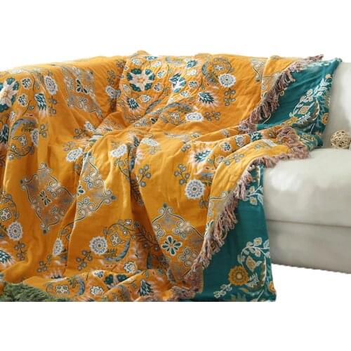 Northern Europe All Cotton Flower Living Room coverlet Travel Breathable Chic Large Throw Blanket High quality Nap Sofa Cover