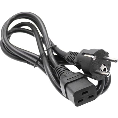 IEC 320 C19 to EU Schuko 2 Prong Plug Extension Cord for UPS PDU, Connected to C19 AC Power Cable Adapter Lead EU Plug