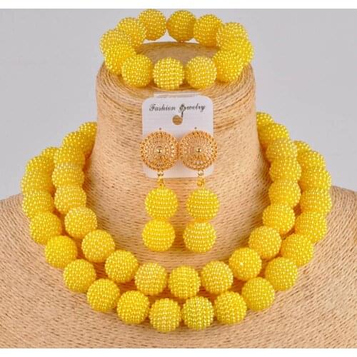 Simulated pearl Europe and America African necklace Nigerian beads jewelry set ZZ02