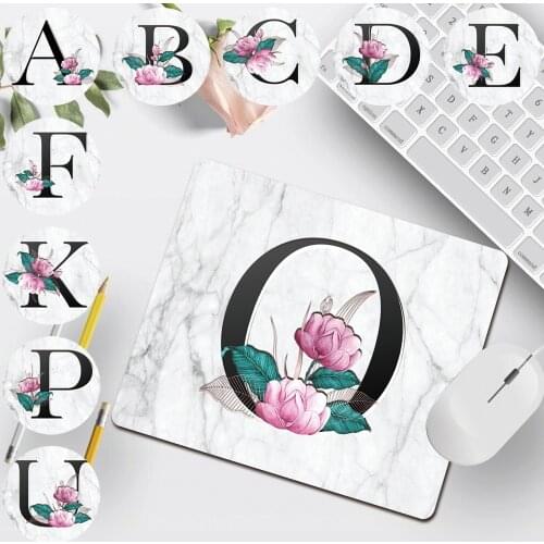Portable Durable Home Office Computer Mousepad Waterproof Easy To Clean PU Leather Mouse Pad for Computer Letter Marble Series