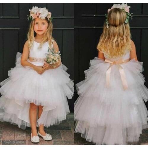High Low Lovely Flower Girls Dresses for Weddings Baby Girl First Communion Lace Dresses Party Dresses Special Events Ball Gown