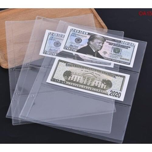 1Pcs Storage Bags Money Banknote Paper Money Album Page Collecting Holder Sleeves 3-Slot Loose Leaf Sheet Stamps Pocket Holder