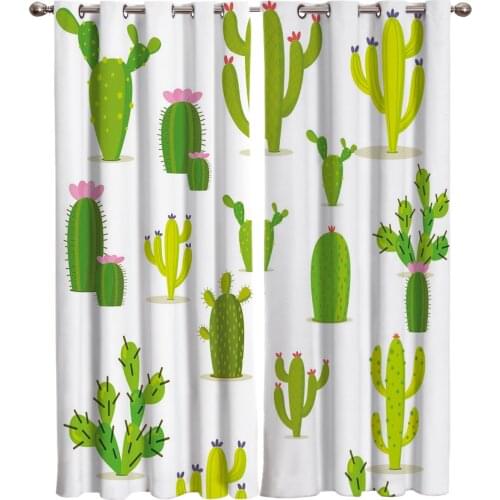 Cartoon Cactus Flowering Room Curtains Large Window Curtains Curtain Bedroom Window Treatment Curtain Kids Room Home Decor
