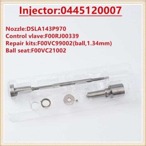 Injector overhaul kits DSLA143P970 F00RJ00339 valves nozzle repair kit for injector 0445120007 (0986435508)