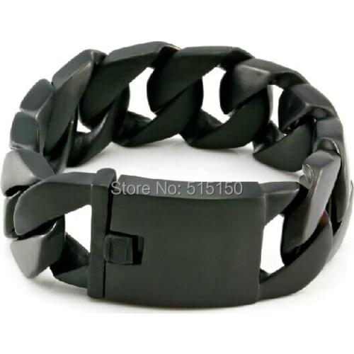 No Min.order Free Shipping Black Tone High Quality Stainless Steel Jewelry Link Bangle Mens Curb Cuban Bracelet 8.46"