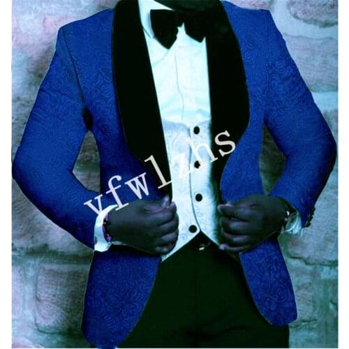 New Arrival Embossing Groomsmen Shawl Lapel Groom Tuxedos Men Suits Wedding/Prom Best Man Blazer ( Jacket+Pants+Vest+Tie) B379