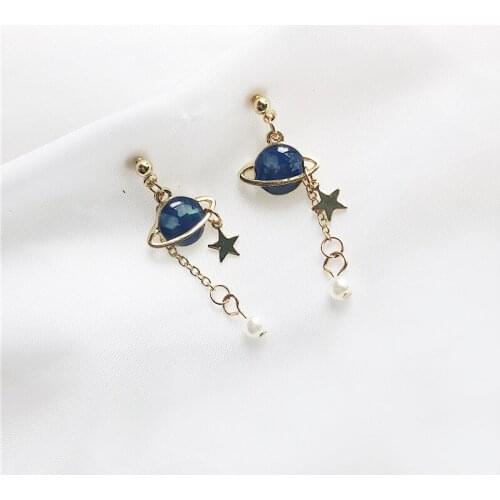 NEW RUANME Original Universe A Pair Of Earrings Lovely Romantic Drop Glaze Asymmetric Stud Earrings Jewelry Earring Little
