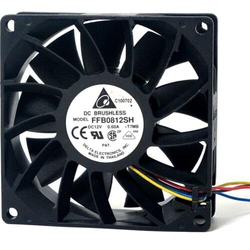 Original for delta FFB0812SH 80*80*25mm 12V 0.60A 4-wire pwm 67cfm high volume booster cooling fan