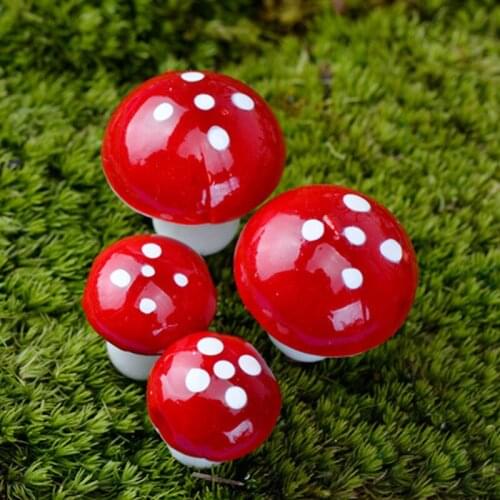 Foam Mushrooms Miniatures 10Pcs Mini Red Mushroom Garden Ornament Miniature Plant Pots Fairy DIY Dollhouse Miniature Figurines