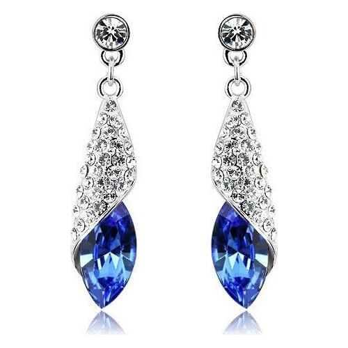 16 Colors Gold/ Silver Plated Luxury Women Geometric Crystal TearDrop Long Wedding Drop Earring Charm Romantic Brincos Earring