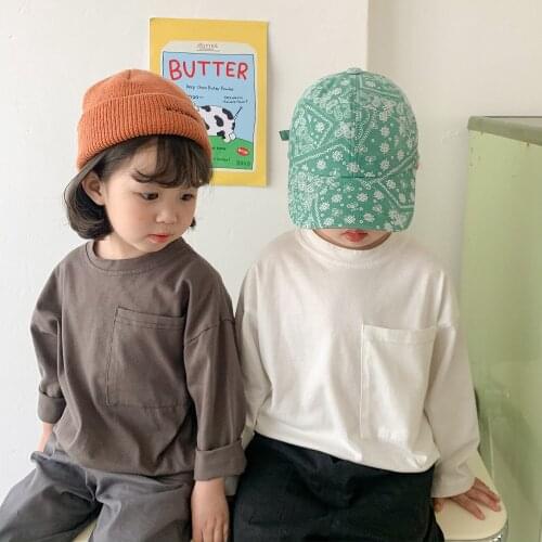 Shirts tops tees full sleeve solid o-neck collar regular cotton casual new fashion comfortable spring autumn unisex kids