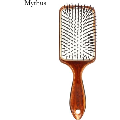 Hand Made Amber Air Cushion Hairstyling Paddle Brush Salon Detangler Brush Comb Spa Hair Massage Brush For Long Hair Anti-Static