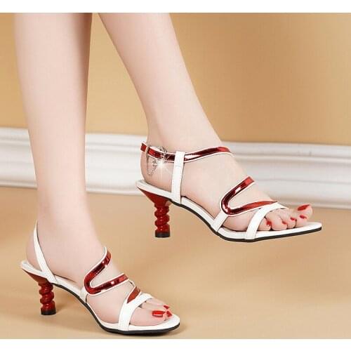 Akexiya New Women Sandals Rome Wedges Shoes Woman Slides Peep Toe Solid Lady Cross Tied Zapatos De Mujer Gladiator Red Sandals