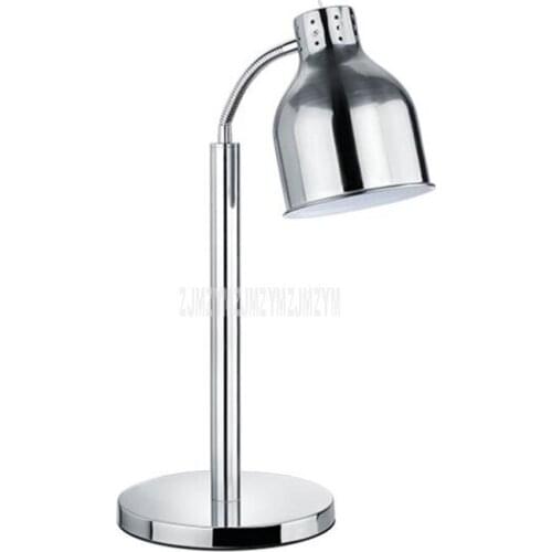 Silver Single Bulb Head Electric Food Keep Warm Light Lamp Stainless Steel Buffet Lamp Food Warming Barbecue Lamp 275W 220V