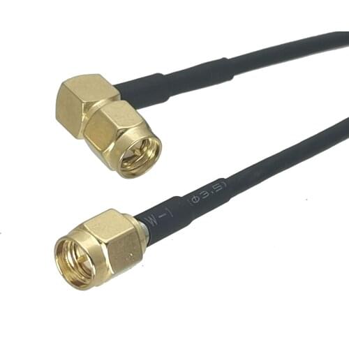 1Pcs RG174 SMA Male Plug to SMA Male plug Right angle Connector RF Coaxial Jumper Pigtail Cable For Radio Antenna 4inch~10M