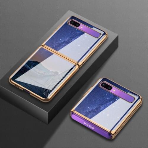 For Samsung 5g Z Flip Case sm-f7070 electroplated glass f7000 folding case f700n star sky