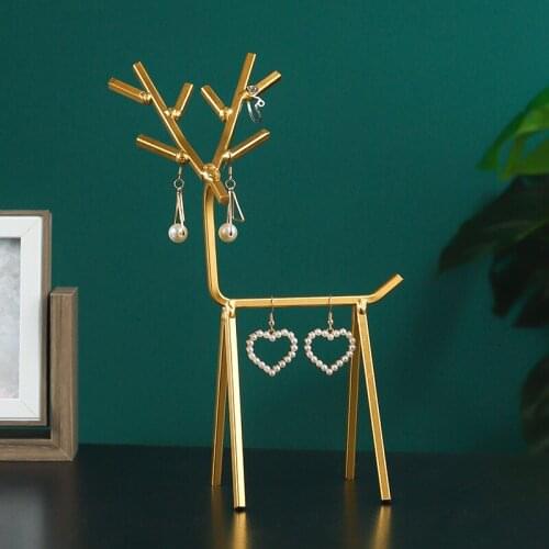 Nordic simple wrought iron geometric deer jewelry rack, creative home desktop earrings necklace storage display rack