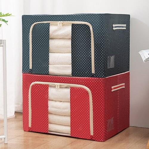 Oxford Cloth Clothes Storage Bag Folding Storage Box Steel Frame Large Storage Box Quilt Dust-Proof Cabinet Finishing Box
