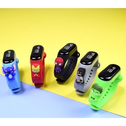 Marvel Spiderman LED Smart Watch Children Cartoon Watches Women Watch Kids Smart Wrist Strap Touch Waterproof Watch Sports Watch