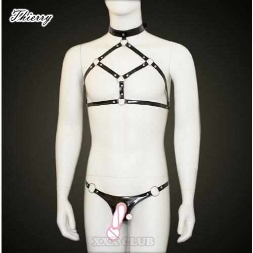 Thierry fetish erotic collar to cupless bra, thongs can strap on dildo, adult games Bondage sex products for Lesbian