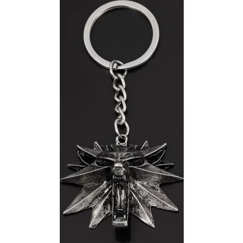 Explosion model Wizard Wolf Wild Hunt 3Demon hunter wolf head stereo keychain, trendy fashion keychain jewelry