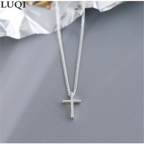 Womens Fashion S925 Silver Complex Simple Cross Pendant Necklaces N414