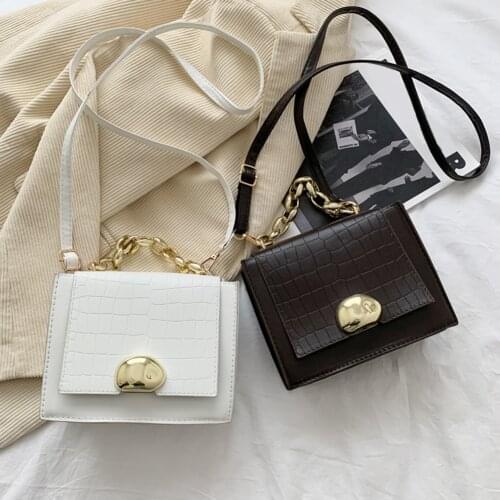 2021 New Vintage Fashion Alligator Pattern PU Leather Women Flap Shoulder Messenger Bags Casual Solid Ladies Crosbody Handbags