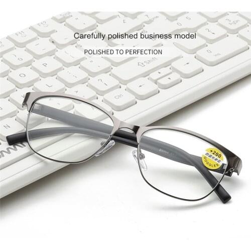 Elbru Ladies Anti-blue Light Reading Glasses Women Hyperopia Glasses Square Reading Glasses Metal Eyewear Diopter +1.0 ~+4.0