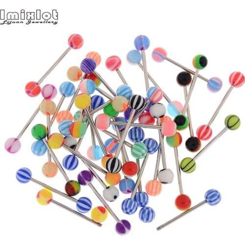 10/20/30Pcs Stainless Steel Tongue Piercing Ring Mix Tongue Barbell Ring Ear Nipple Piercing Fashion Body Jewelry For Women