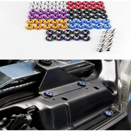10PCS M6 JDM Car Modified Hex Fasteners Fender Washer Bumper Engine Concave Screws Fender Washer License Plate Bolts Car styling