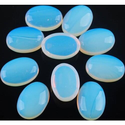 10x14mm 20Pcs Semi-Precious Stone Loose Beads Opal No Hole Dome Jewelry Accessories Fit Rings Earrings DIY Crafts QU3053