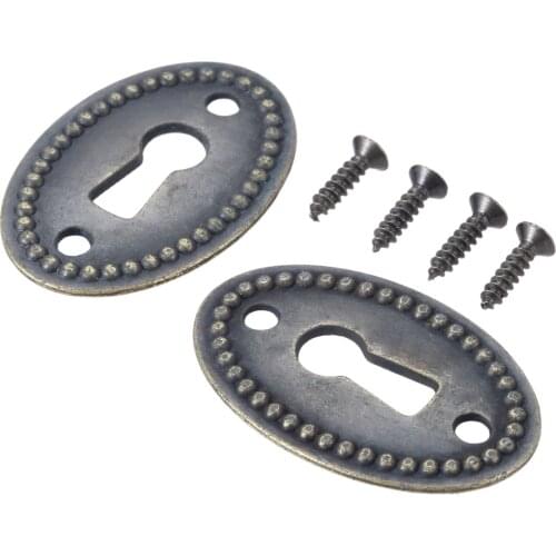 2pcs Antique Bronze Keyhole Cover Oval Shape Keyhole Cover Carved Hollow Connectors Jewelry Findings Furniture Hardware 38*25mm