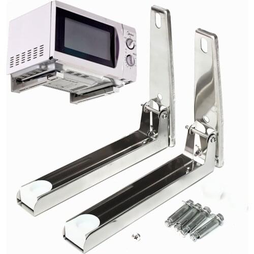 2X Stainless Steel Microwave Oven Bracket Foldable Shelf Stretch Wall Mount Rack