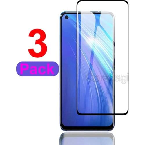 3 Pack Full Glue Tempered Glass Protector For Realme 7 6 5 3 Pro C11 C12 C15 C3 OPPO A9 A5 2020 HD Clear Glass Film